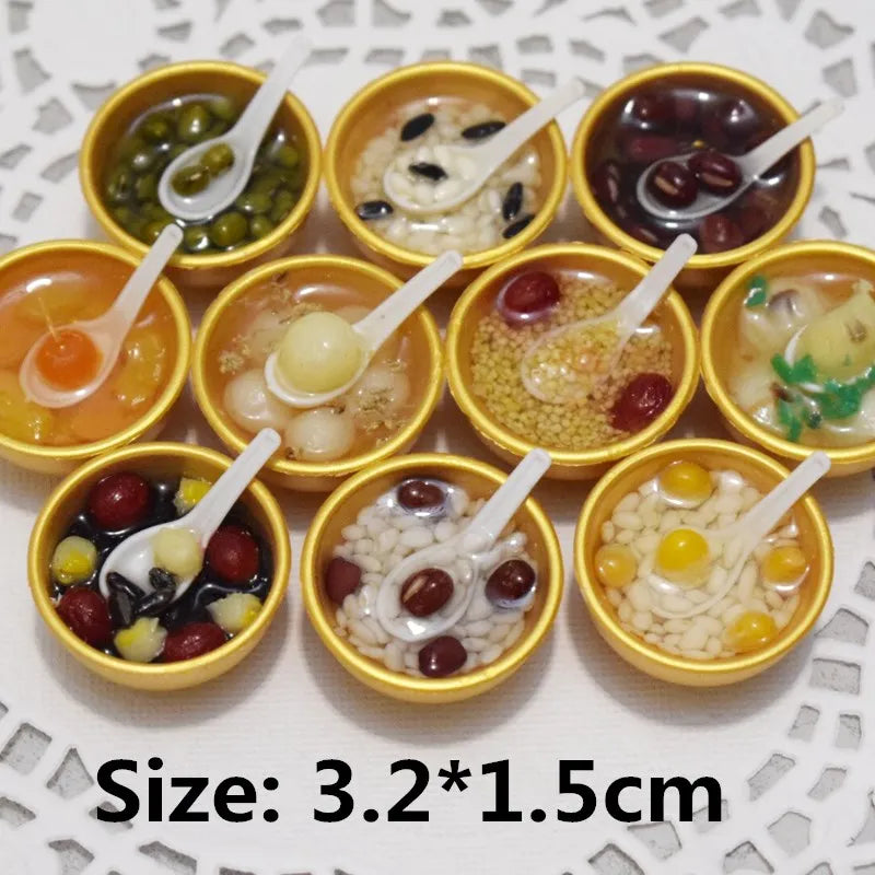 2PCS 1:6 Miniature Dollhouse Bowl Rice Mini Chinese Cuisine Pretend Food for 1/6 Blyth BJD Doll Kitchen Decor Accessories Toys