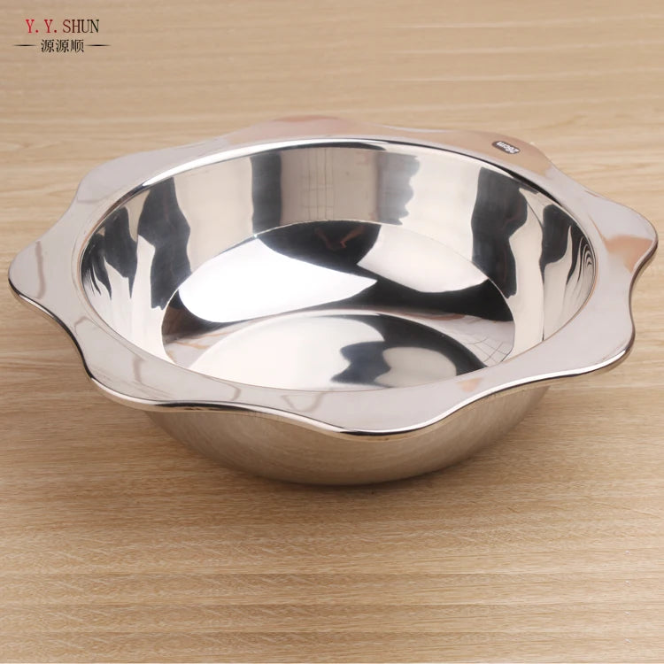 Stainless steel chafing dish Sichuan mandarin duck two-flavor Chinese hot pot soup pan stewpan sauce pot 24-38cm