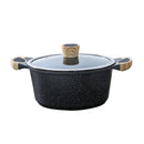 Korean medical stone paste soup noodle stew cooking pot double ears stewpan hot pot household cooker wood handle glass cover lid