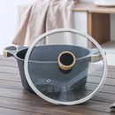 Korean medical stone paste soup noodle stew cooking pot double ears stewpan hot pot household cooker wood handle glass cover lid