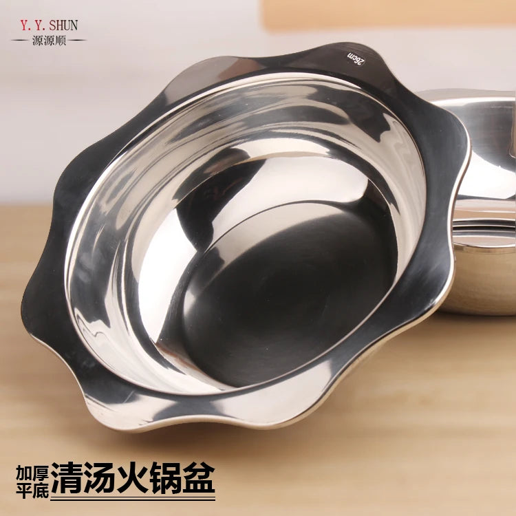 Stainless steel chafing dish Sichuan mandarin duck two-flavor Chinese hot pot soup pan stewpan sauce pot 24-38cm