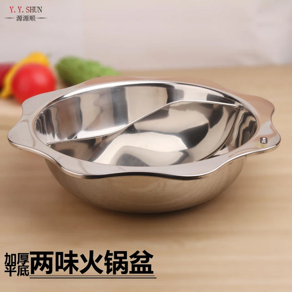 Stainless steel chafing dish Sichuan mandarin duck two-flavor Chinese hot pot soup pan stewpan sauce pot 24-38cm