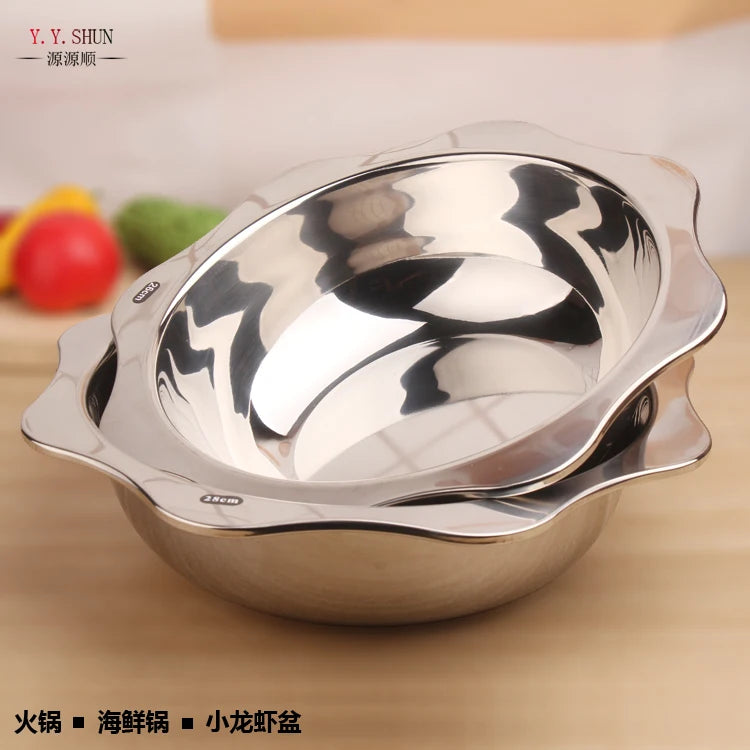 Stainless steel chafing dish Sichuan mandarin duck two-flavor Chinese hot pot soup pan stewpan sauce pot 24-38cm