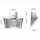 Household Range Hood 900mm Side Suction Stainless Steel Panel Hanging Household Smoke Exhauster Kitchen Exhaust Hood