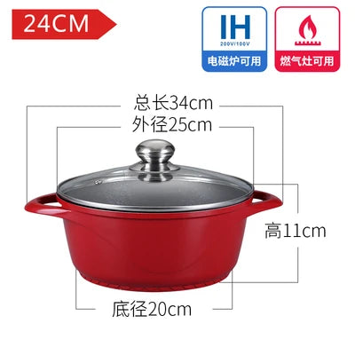 Household thickened medical stone non-stick soup stew pot aluminum alloy hot pot electromagnetic cooker pan stewpan fondue