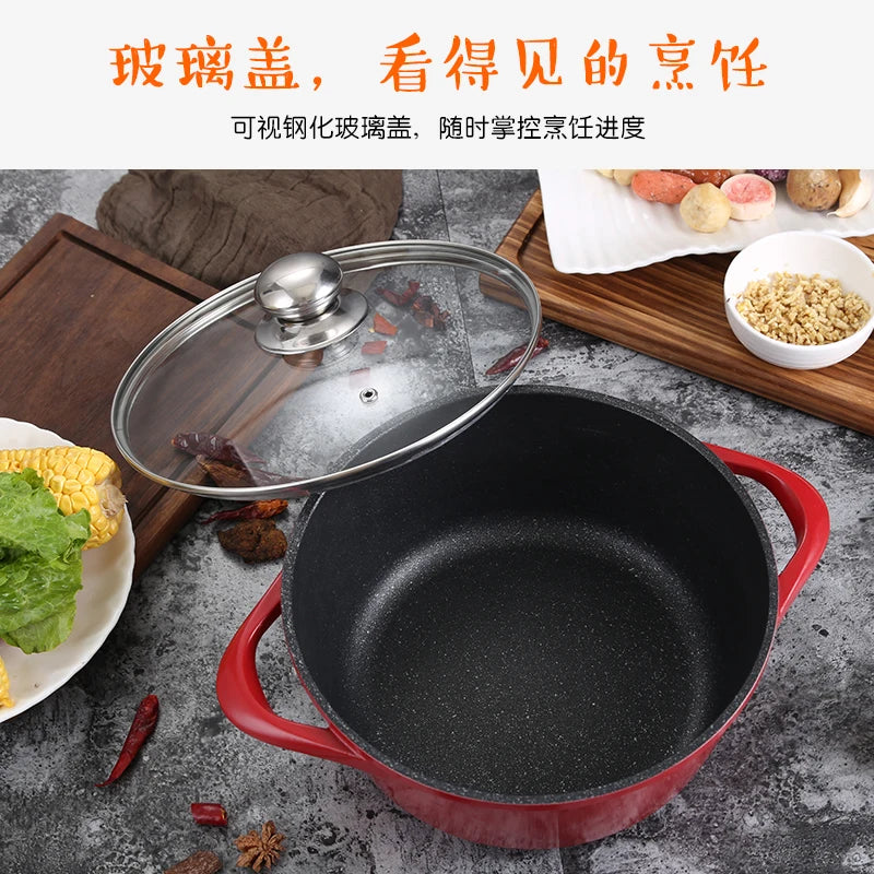 Household thickened medical stone non-stick soup stew pot aluminum alloy hot pot electromagnetic cooker pan stewpan fondue