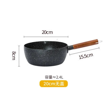Japanese snow pan baby food small milk pot household non stick cooking noodle soup rice stewpot wood handle stewpan saucepot