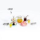 1 Set 1/12 Miniature Dollhouse Table & Chiar & Mini Doll Food Pretend Play Kitchen Furniture Accessories Toy