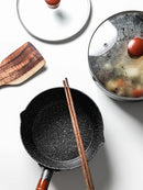 Japanese snow pan baby food small milk pot household non stick cooking noodle soup rice stewpot wood handle stewpan saucepot
