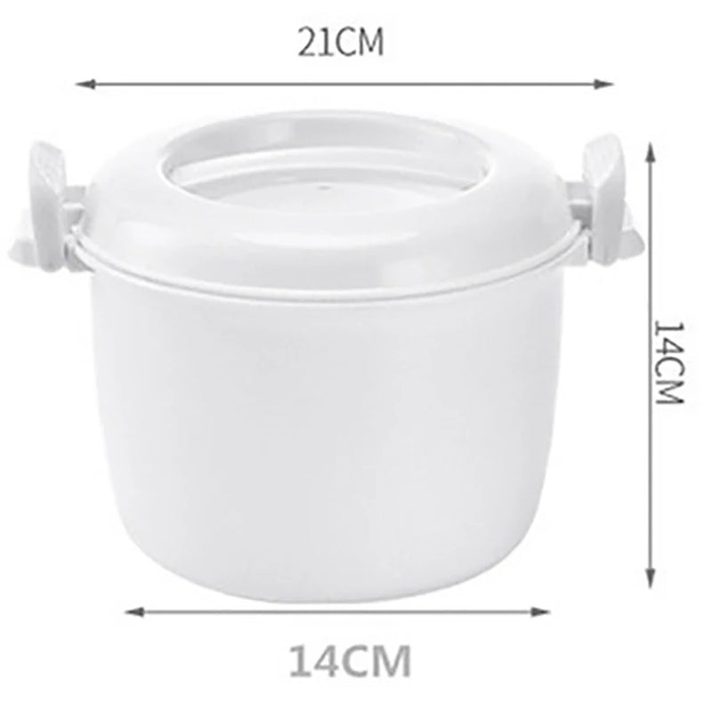 Microwave Rice Cooker with Handle, BPA Free, Easy-To-Use Steamer Container Rice Cooker Cup Cookware, White, 14 / 15.5cm Diameter