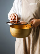 Japanese non stick snow pan thickened baby milk cooking auxiliary small household soup rice noodle pot stewpan glass lid