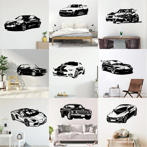 Modern Fashion Sport Car Vinyl Wall Sticker Cars Wall Art For Kids Room Living Room decoration Bedroom Decor Home Wall decals