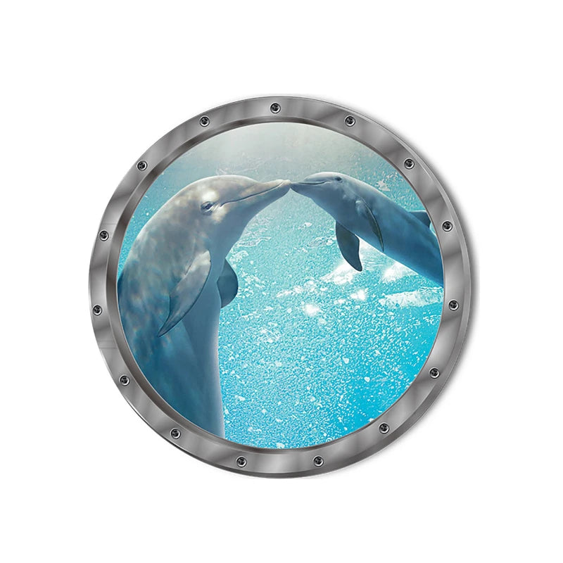 Bathroom Pvc Decals Underwater Fish Wall Stickers Waterproof Capybara Dolphin Tortoise Stickers Washing Machine Decoration