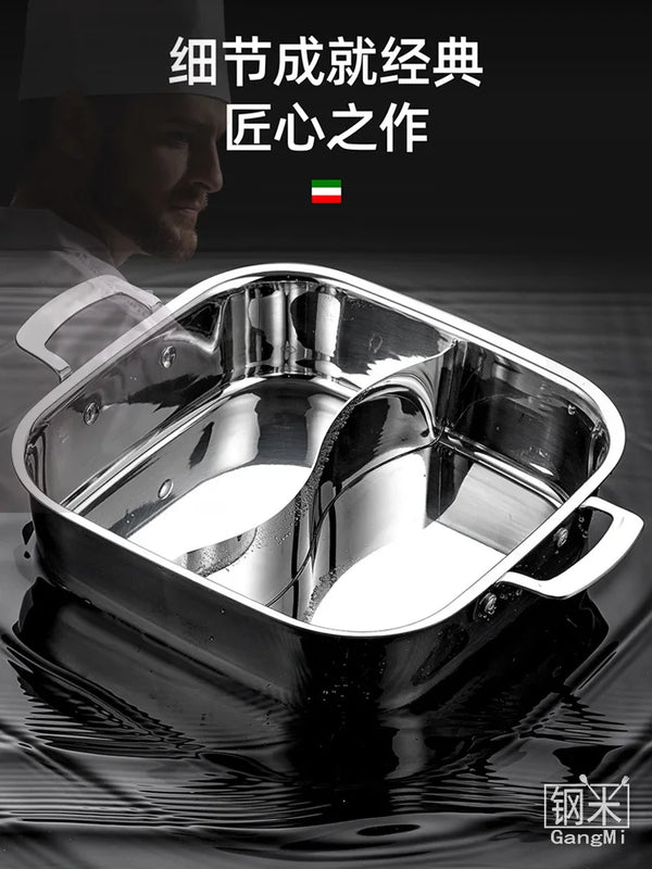 304 stainless steel thickened two-flavor hot pot household electromagnetic stove large capacity soup stewpan pan chafing dish