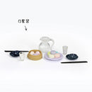 1 Set 1/12 Miniature Dollhouse Table & Chiar & Mini Doll Food Pretend Play Kitchen Furniture Accessories Toy