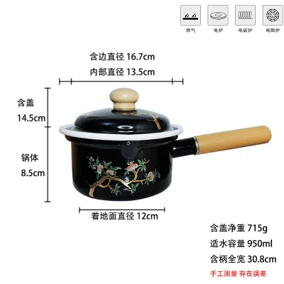 Enamel thickened soup pot retro nostalgic classic gold depicting anti scalding handle pan anti overflow type household stewpan