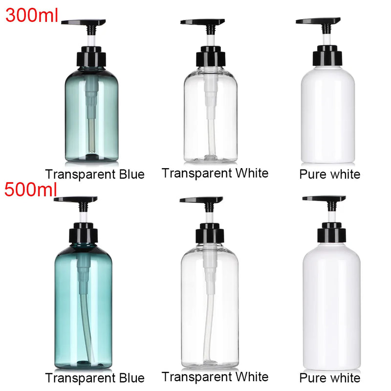 300/500ml Refillable Clear Empty Bottle Soap Liquid Shower Gel Shampoo Dispenser Bottles with Press Pump Lotion Bottle Reusable