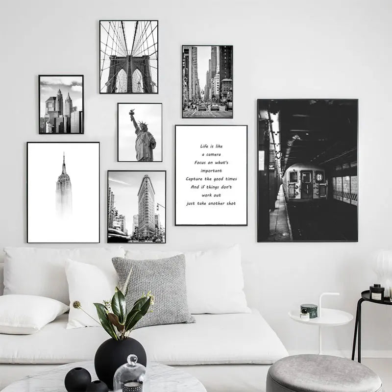 New York City Canvas Prints Statue of Liberty Posters and Prints Black and White Wall Art Pictures Living Room Decoration Poster