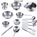 Stainless Steel Funny Kids Simulation Kitchen Toys Cooking Cookware Children Kitchen Tableware Pretend Role Play Toy for Kids