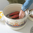 Large capacity vintage enamel steamer rice soup stew pot porcelain enameled steamer pan saucepan stewpan induction cooker 23L