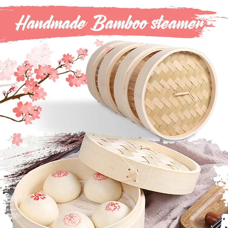 15/18/21cm Chinese Dumplings Bamboo Steamer Cooker With Lid Dimsum Steamer Fish Rice Vegetable Basket Kitchen Cooking Tools