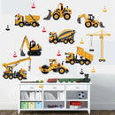 3D Cartoon Automotive Engineering Vehicle Wall Stickers For Kids Room Home Bedroom PVC Decor Cartoon Movie Mural Art Decals
