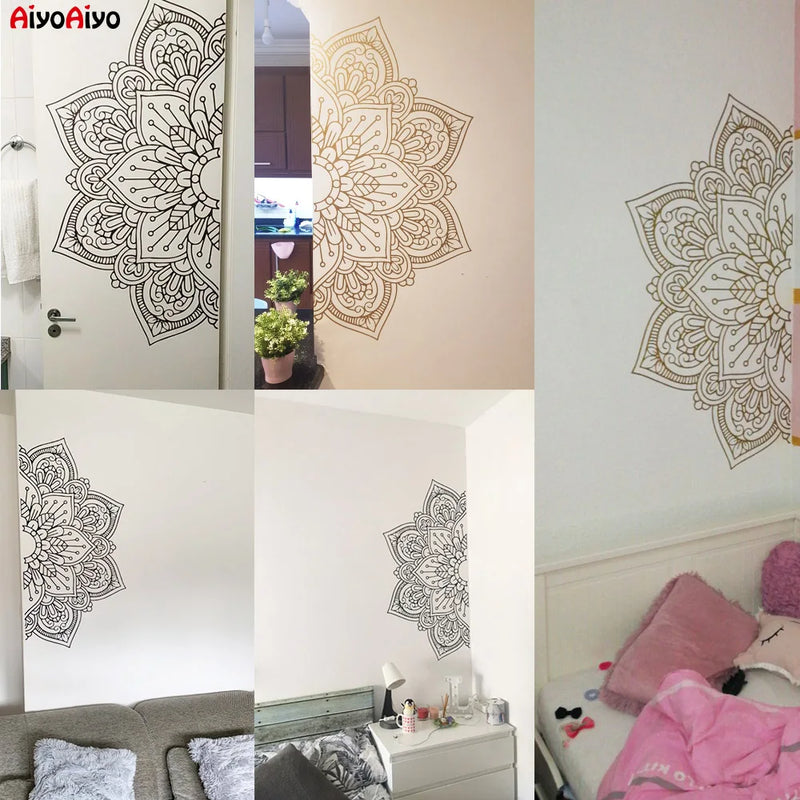 Square Mandala Wall Sticker Vinyl Decals For Living Rooms Decoration Yoga Decal Creative Stickers Home Bedroom Decor Decal1