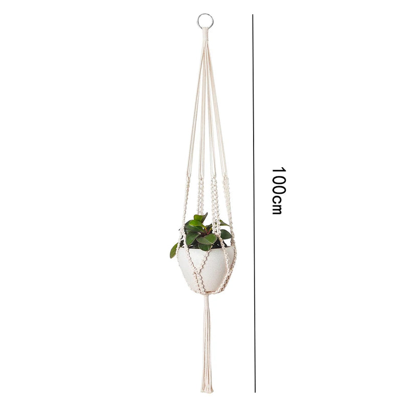 Macrame Plant Hanger Baskets Flower Pots Holder Balcony Wall Hanging Planter Decor Knotted Lifting Rope Home Garden Supplies
