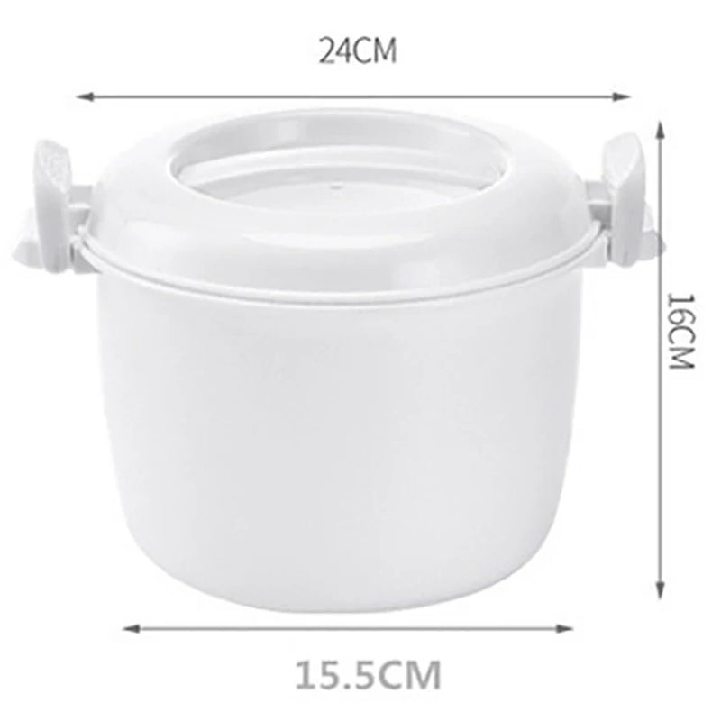 Microwave Rice Cooker with Handle, BPA Free, Easy-To-Use Steamer Container Rice Cooker Cup Cookware, White, 14 / 15.5cm Diameter