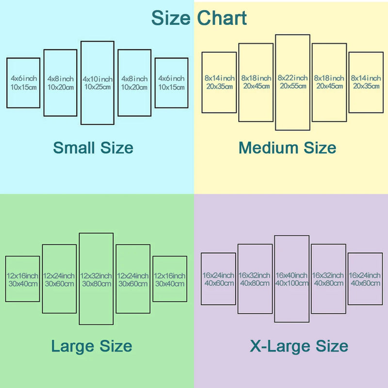 Wall Art Canvas Prints 5 Piece Seascape Painting Sunset Beach Boat Posters on the Wall Aesthetic Room Decor Bedroom Decoration