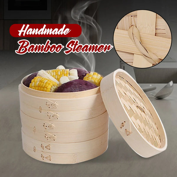 15/18/21cm Chinese Dumplings Bamboo Steamer Cooker With Lid Dimsum Steamer Fish Rice Vegetable Basket Kitchen Cooking Tools