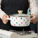 Japanese enamel porcelain double ear thickened soup rice milk pot  stew mini hot pot induction cooker stewpan pan saucepan