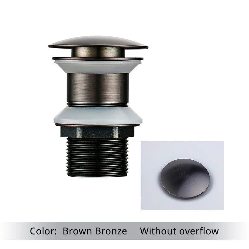 Pop Up Drain Button Bathroom Sink Plug Drainer Siphon Waste Stopper Wash Basin Faucet Accessory Washbasin Pipe Black Gold Rose