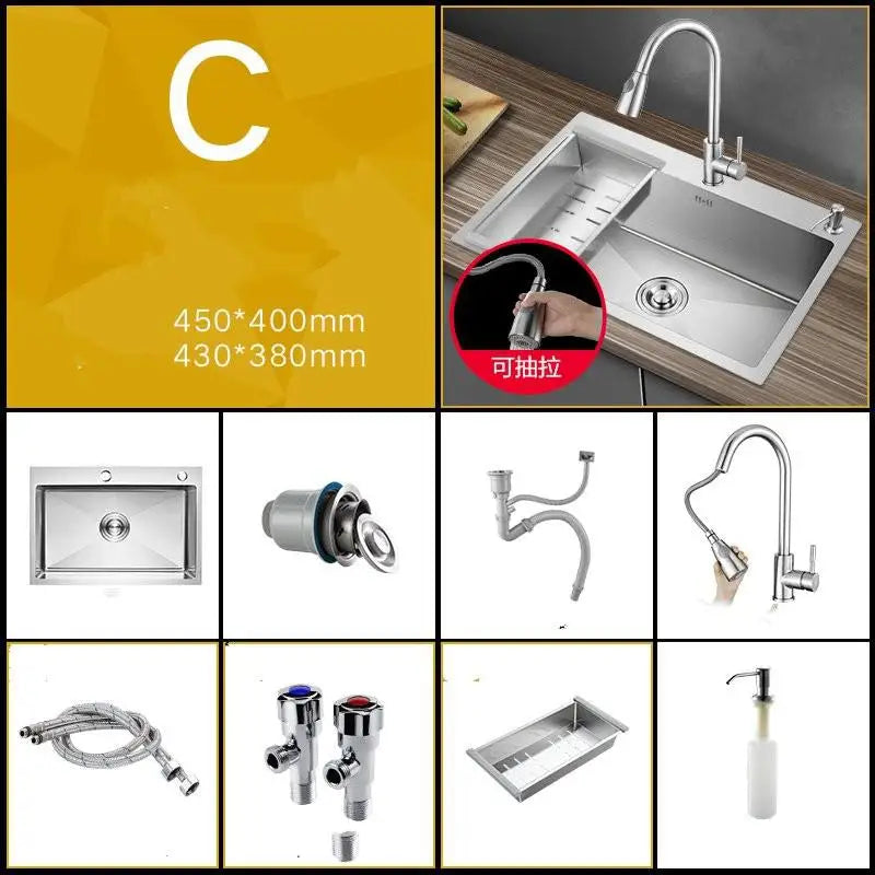 2021 Home Improvement Kitchen Sink Large Single Household Stainless Steel 304 Hand Home Improvement Torneira Gourmet Washing