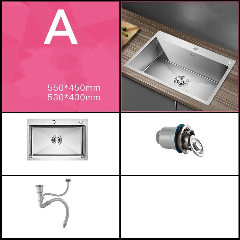 2021 Home Improvement Kitchen Sink Large Single Household Stainless Steel 304 Hand Home Improvement Torneira Gourmet Washing