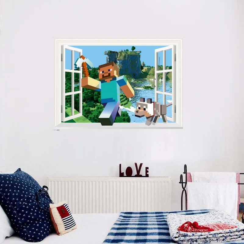 3D Cartoon  Steve Games Wall Stickers    Gifts for children   wall stickers for kids   Environmental PVC decoration for wall