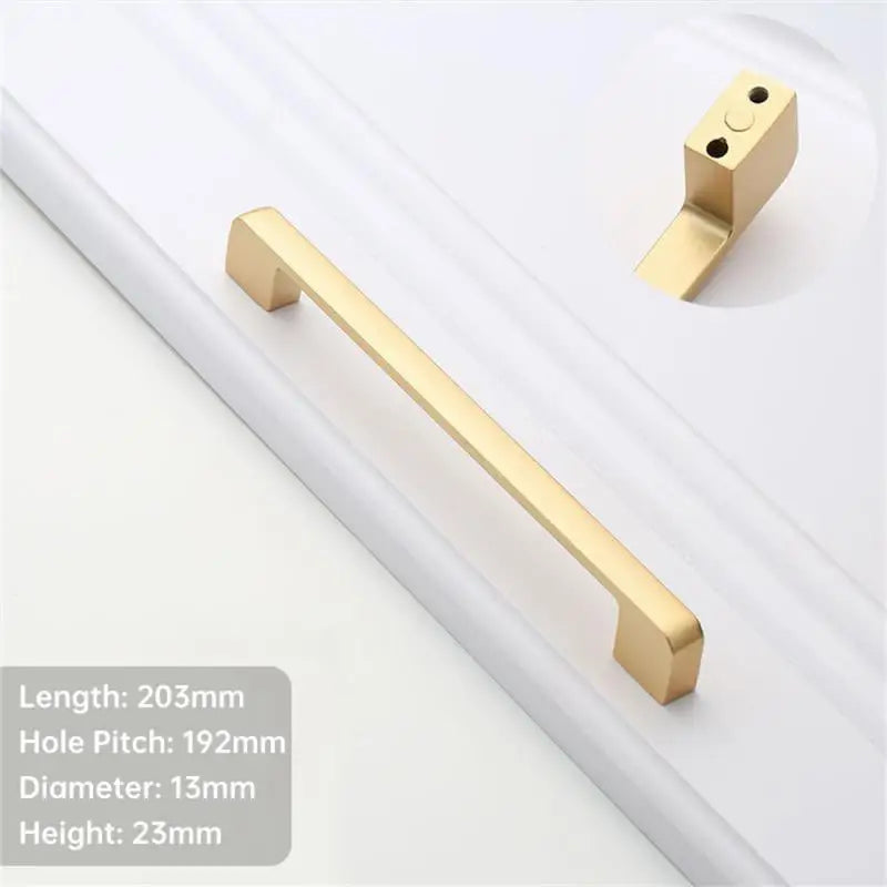 Aluminum Gold Furniture Handle Solid Cabinet Pulls Drawer Knobs Kitchen Door Cupboard Handle Pulls Modern Furniture Hardware