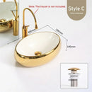 Luxury Gold Ceramic Tabletop Bathroom Sinks Home Hotel European Minimalist Household Washbasin Square Bathroom Wash Basins d