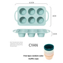 Silicone Muffin Pan, Metal Reinforced Frame Cupcake Pan, Easy to Handle 6 Cup Small Baking Mold Non-stick