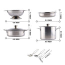 Stainless Steel Kids House Kitchen Toy Children Pretend Play Cookware Set