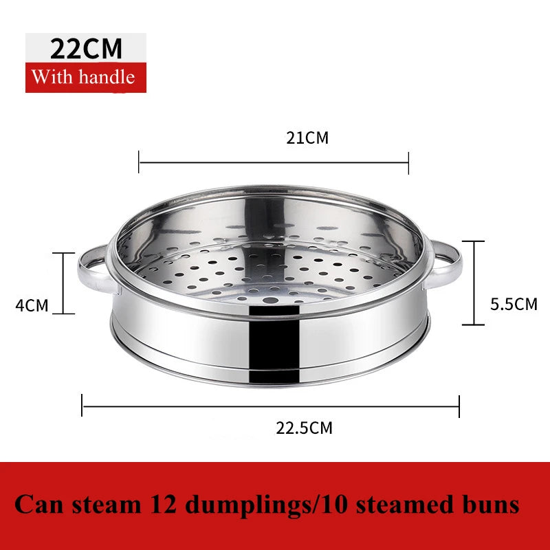 16-22cm Stainless Steel Steamer for Dumplings with Handle Rice Pressure Cooker Pot Steaming Grid Tray Kitchen Cooking Accessorie
