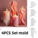 Wave cylindrical candle silicone mold with irregular geometric shape twisted stripes cylindrical candle mold resin gypsum mold
