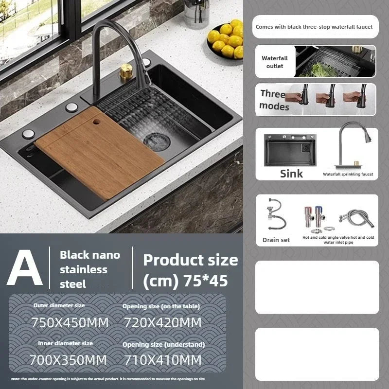 Kitchen Accessories Basin Large Thickened 304 Sink Stainless Steel Sink Single Vegetable Basin Dishwasher Table Stainless Steel