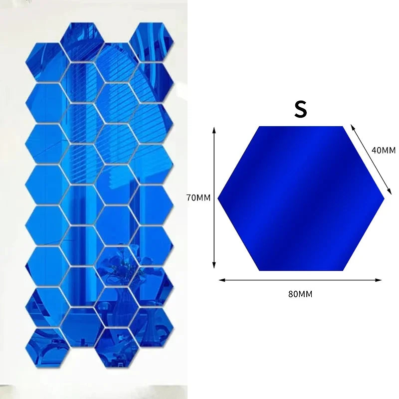 Wholesale Acrylic Hexagon Mirror Wall Stickers Self Adhesive Solid Paster DIY Tile Decals Living Room Art Decoration Ornaments