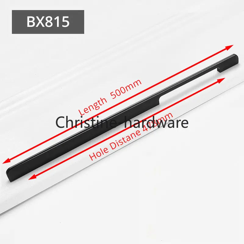 Fashion Black Hidden Cabinet Handles Aluminum Alloy Kitchen Handles Cupboard Pulls Drawer Knobs Furniture Room Door Hardware