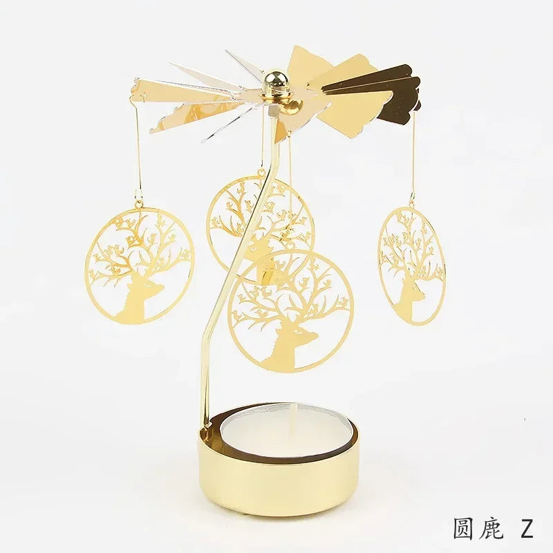 Multi-shape Rotating Candlesticks Snowflake Angel Romantic Tea Party Candle Holder Wedding Christmas Metal Home Decor