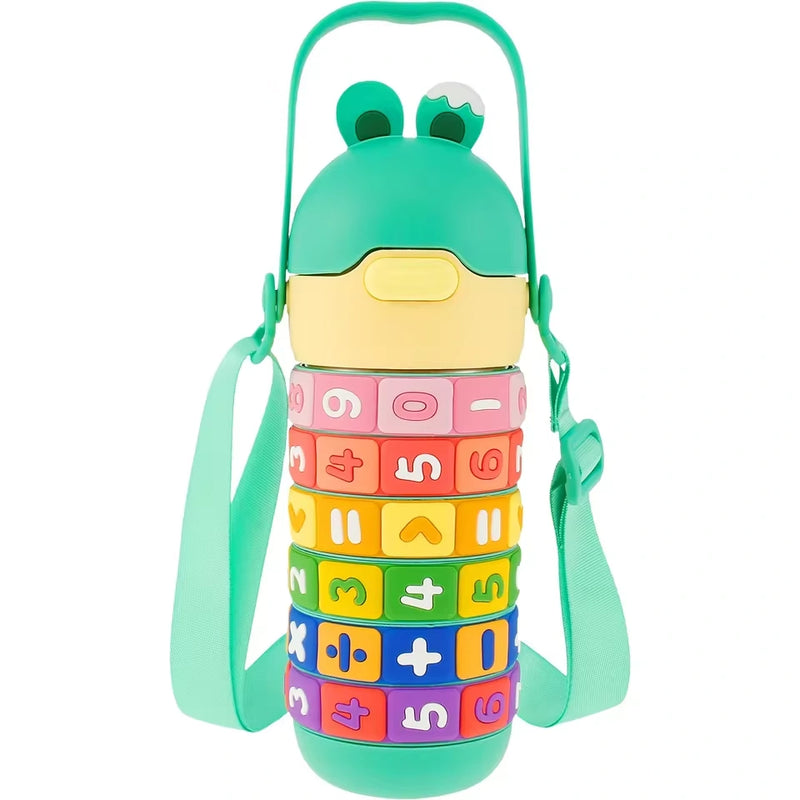 Children's Creative Cartoon Thermos Cup – Portable, Anti-Fall, with Straw – Cute and Educational Design - 430ml 14.5oz