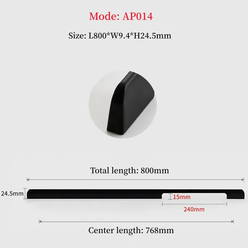 Long Simple Kitchen Cabinet Door Handles Aluminum Alloy Drawer Handle Pulls Wardrobe Cupboard Door Pull Furniture Hardwar Pulls