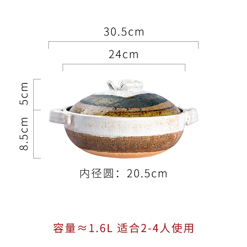 Japanese casserole soup stew pot ceramic high temperature resistant rice noodle stewpan gas cooker household saucepan 0.6-2.5L