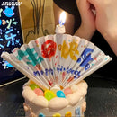 Hot Happy Birthday Fan Shaped Automatic Opening of Candles Magic Candle Cake Cupcake Topper Party Decoration Supplies DIY Gifts